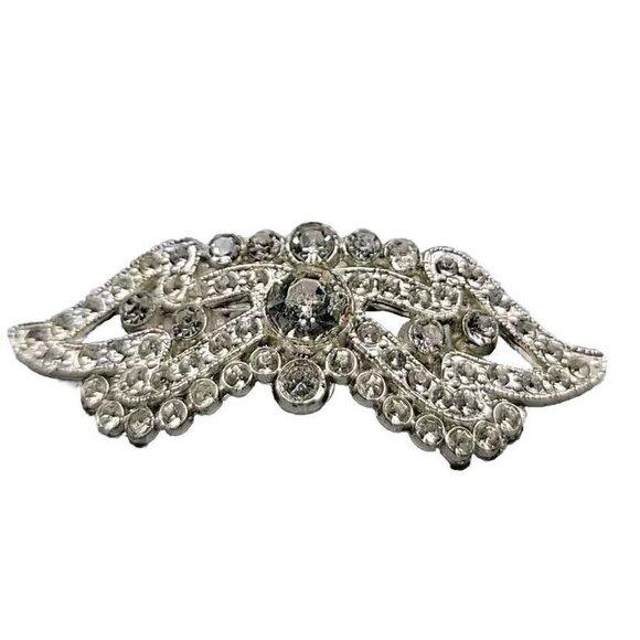 Apex Art Wings Brooch Silver Tone Clear Rhinestones Worn By The Stars Rare - Picture 4 of 8